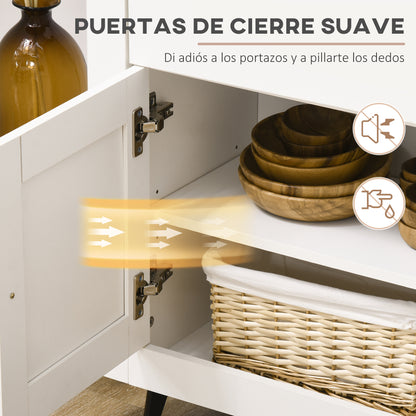 Kitchen Sideboard Kitchen Auxiliary Furniture TV Stand with 2 Drawers 3 Doors and Adjustable Shelf for Dining Room Living Room 117x35x80 cm White