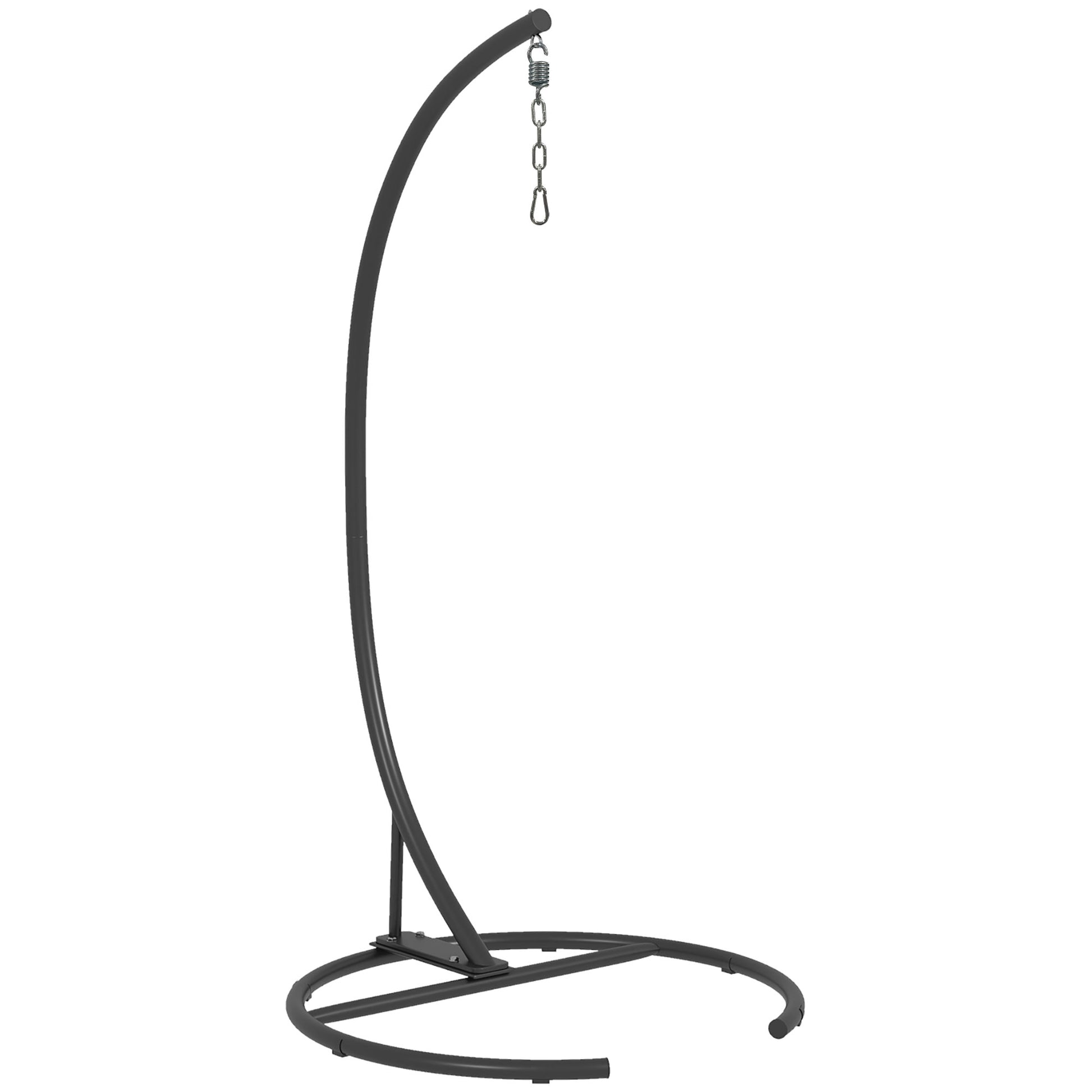 Egg Hanging Chair Stand with Stable Base Metal Swing Chair Frame Hanging Chair Stand for Indoor and Outdoor Use 150 kg Load Capacity Ø102x195 cm Black