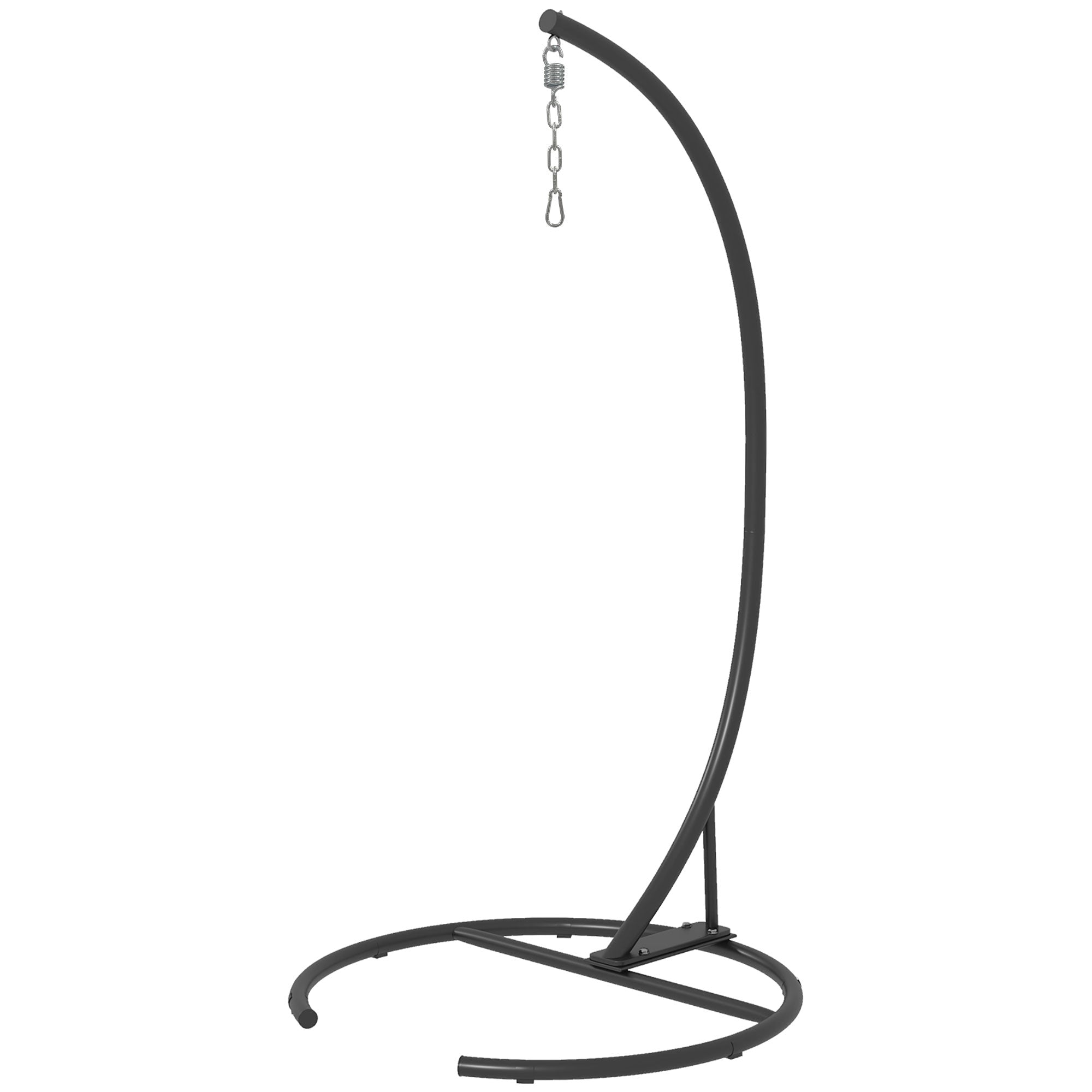 Egg Hanging Chair Stand with Stable Base Metal Swing Chair Frame Hanging Chair Stand for Indoor and Outdoor Use 150 kg Load Capacity Ø102x195 cm Black