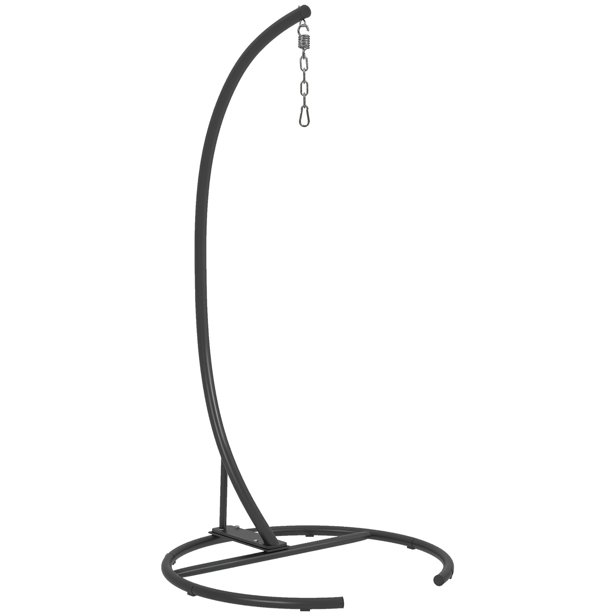 Egg Hanging Chair Stand with Stable Base Metal Swing Chair Frame Hanging Chair Stand for Indoor and Outdoor Use 150 kg Load Capacity Ø102x195 cm Black