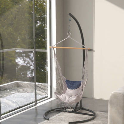 Egg Hanging Chair Stand with Stable Base Metal Swing Chair Frame Hanging Chair Stand for Indoor and Outdoor Use 150 kg Load Capacity Ø102x195 cm Black