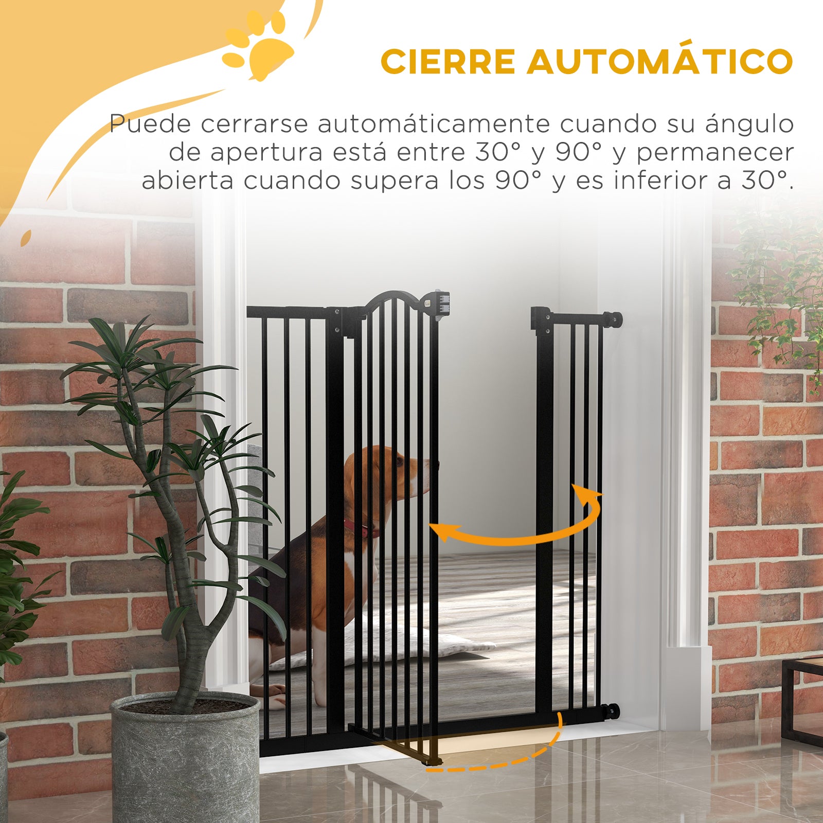 Expandable Dog Safety Gate 74-100 cm for Doors and Stairs Pet Security Gate with 2 Extensions 7/14 cm Pressure Mounting and Double Locking Black