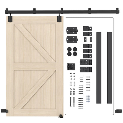 Sliding Door Hardware Kit 2.44 m (8 ft) with Rail – Clamp Hanger Sliding Door System in Carbon Steel, Screw Set with UV Protection for Single Doors, Black