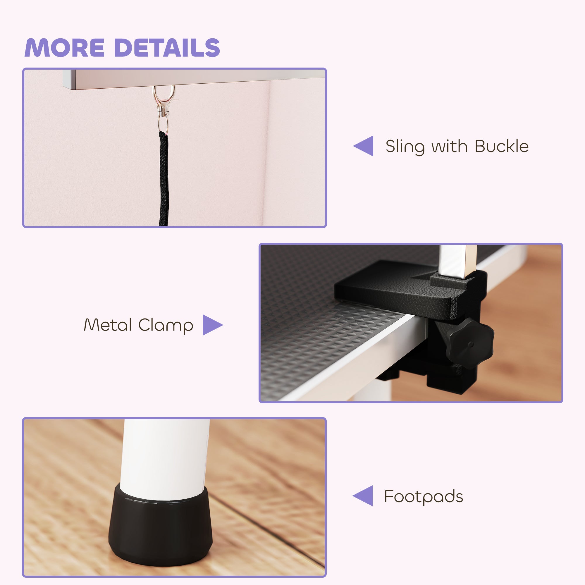 Folding Dog Grooming Table with Leash, Non-Slip Rubber Top, Foldable Steel Legs, 81 x 48.5 x 80 cm (31.9" x 19.1" x 31.5"), Black