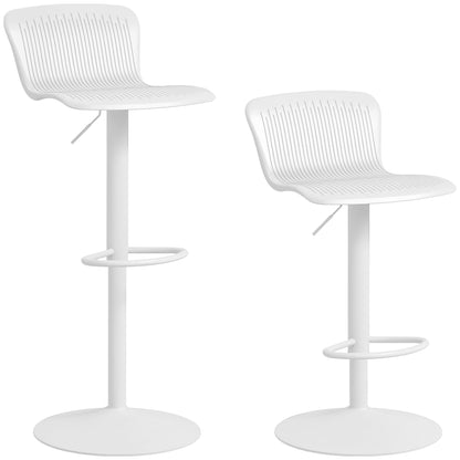 Set of 2 High Kitchen Stools Swivel Kitchen High Chairs with Backrest and Adjustable Height Load 120 kg for Bar Living Room Dining Room White