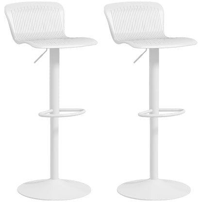 Set of 2 High Kitchen Stools Swivel Kitchen High Chairs with Backrest and Adjustable Height Load 120 kg for Bar Living Room Dining Room White