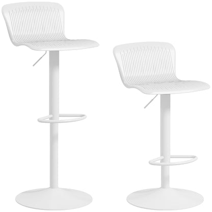 Set of 2 High Kitchen Stools Swivel Kitchen High Chairs with Backrest and Adjustable Height Load 120 kg for Bar Living Room Dining Room White
