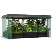 Raised Garden Bed Steel, Planter Box, Flower Box with Bird Protection Net, Sunshade, Garden Bed for Balcony, Terrace, Dark Gray, 230 x 110 x 110 cm