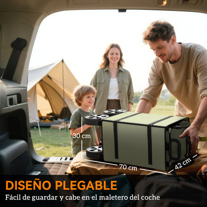 180 L Garden Cart Folding Cart with Adjustable Handle Length and Angle and Extendable Side Walls Load 120 kg for Patio Beach Khaki