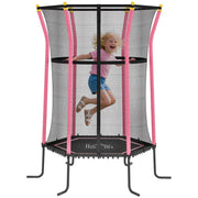 Children's Trampoline Ø163.5 cm, Indoor Trampoline with Safety Net Edge Cover Bungee, Children's Trampoline up to 50 kg, for Children 3-10 Years Pink