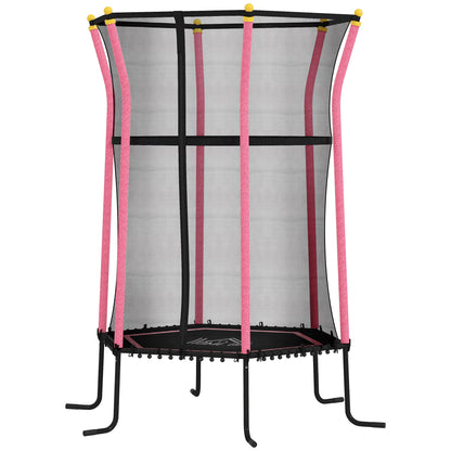 Children's Trampoline Ø163.5 cm, Indoor Trampoline with Safety Net Edge Cover Bungee, Children's Trampoline up to 50 kg, for Children 3-10 Years Pink