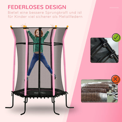 Children's Trampoline Ø163.5 cm, Indoor Trampoline with Safety Net Edge Cover Bungee, Children's Trampoline up to 50 kg, for Children 3-10 Years Pink