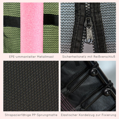 Children's Trampoline Ø163.5 cm, Indoor Trampoline with Safety Net Edge Cover Bungee, Children's Trampoline up to 50 kg, for Children 3-10 Years Pink