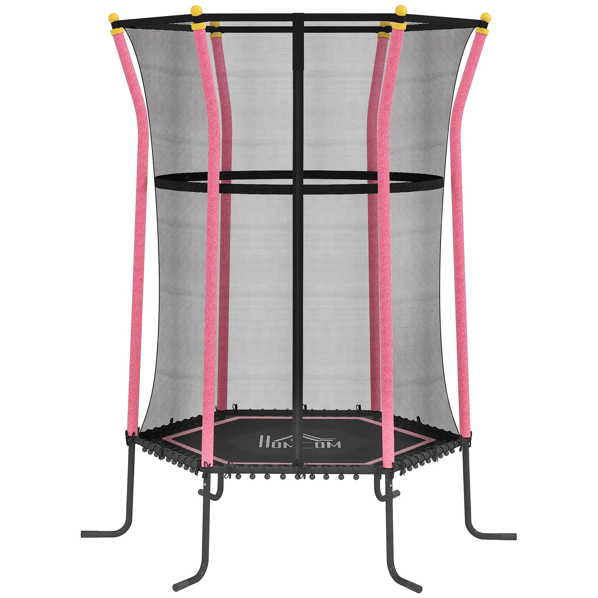 Children's Trampoline Ø163.5 cm, Indoor Trampoline with Safety Net Edge Cover Bungee, Children's Trampoline up to 50 kg, for Children 3-10 Years Pink