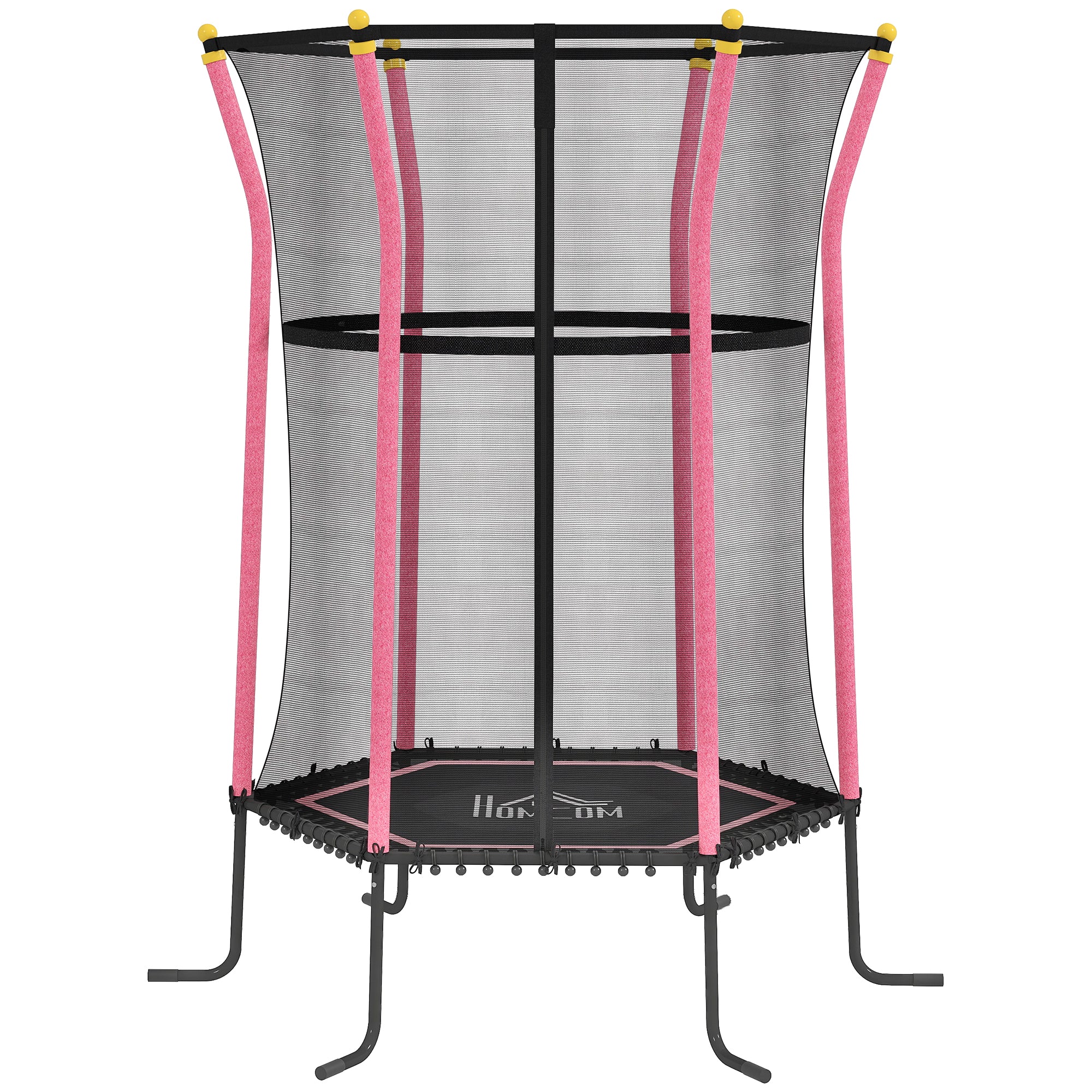 Children's Trampoline Ø163.5 cm, Indoor Trampoline with Safety Net Edge Cover Bungee, Children's Trampoline up to 50 kg, for Children 3-10 Years Pink