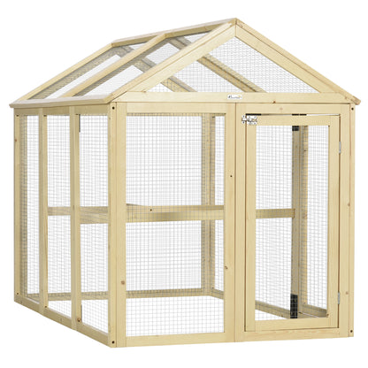 Wooden Chicken Coop Enclosed Chicken Cage 140 x 88.5 x 106 cm - Natural