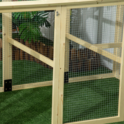 Wooden Chicken Coop Enclosed Chicken Cage 140 x 88.5 x 106 cm - Natural