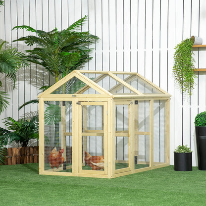 Wooden Chicken Coop Enclosed Chicken Cage 140 x 88.5 x 106 cm - Natural