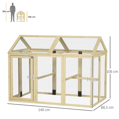 Wooden Chicken Coop Enclosed Chicken Cage 140 x 88.5 x 106 cm - Natural