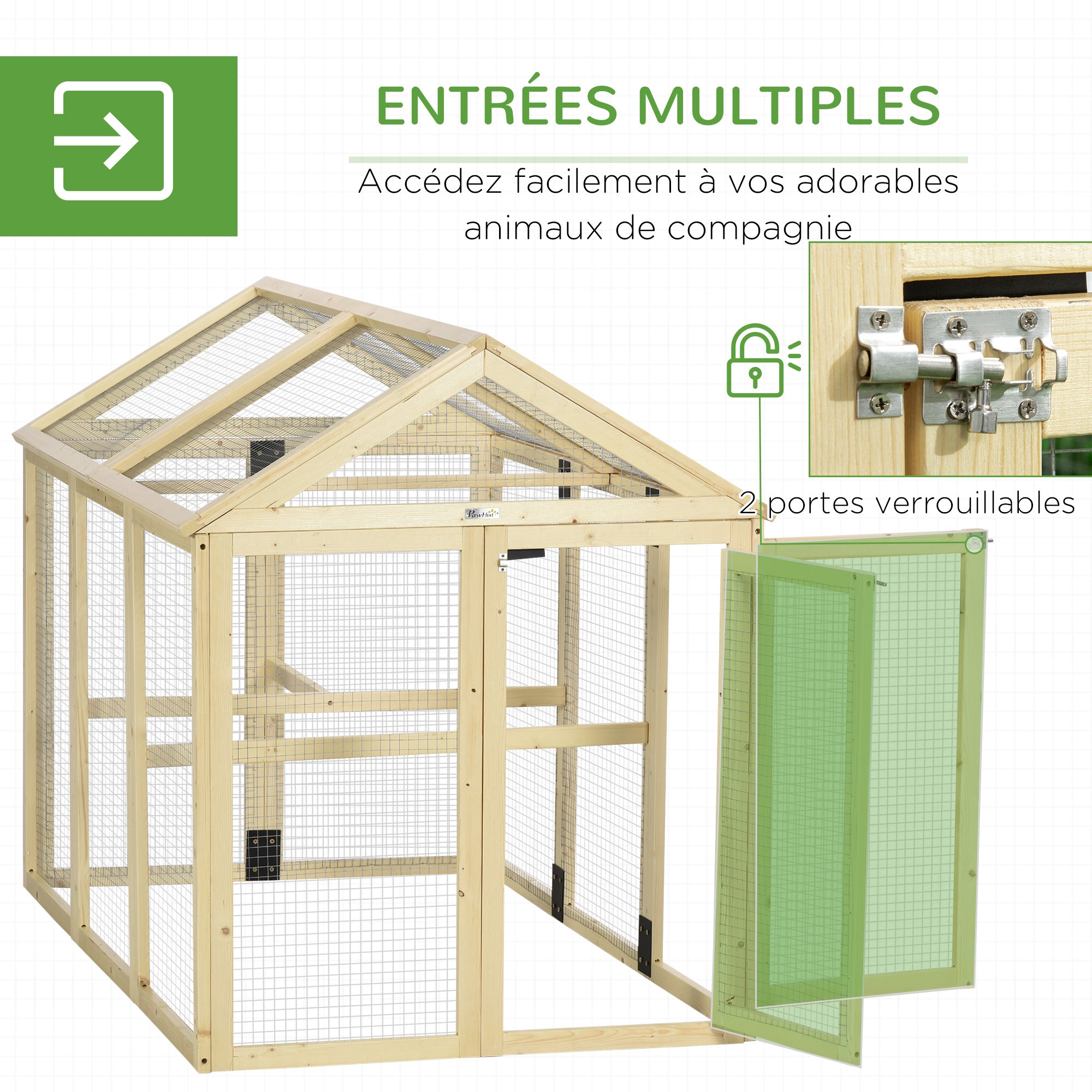 Wooden Chicken Coop Enclosed Chicken Cage 140 x 88.5 x 106 cm - Natural