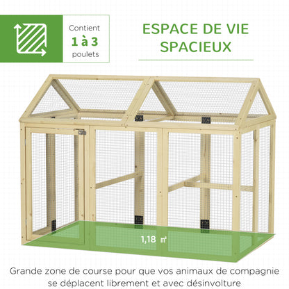 Wooden Chicken Coop Enclosed Chicken Cage 140 x 88.5 x 106 cm - Natural