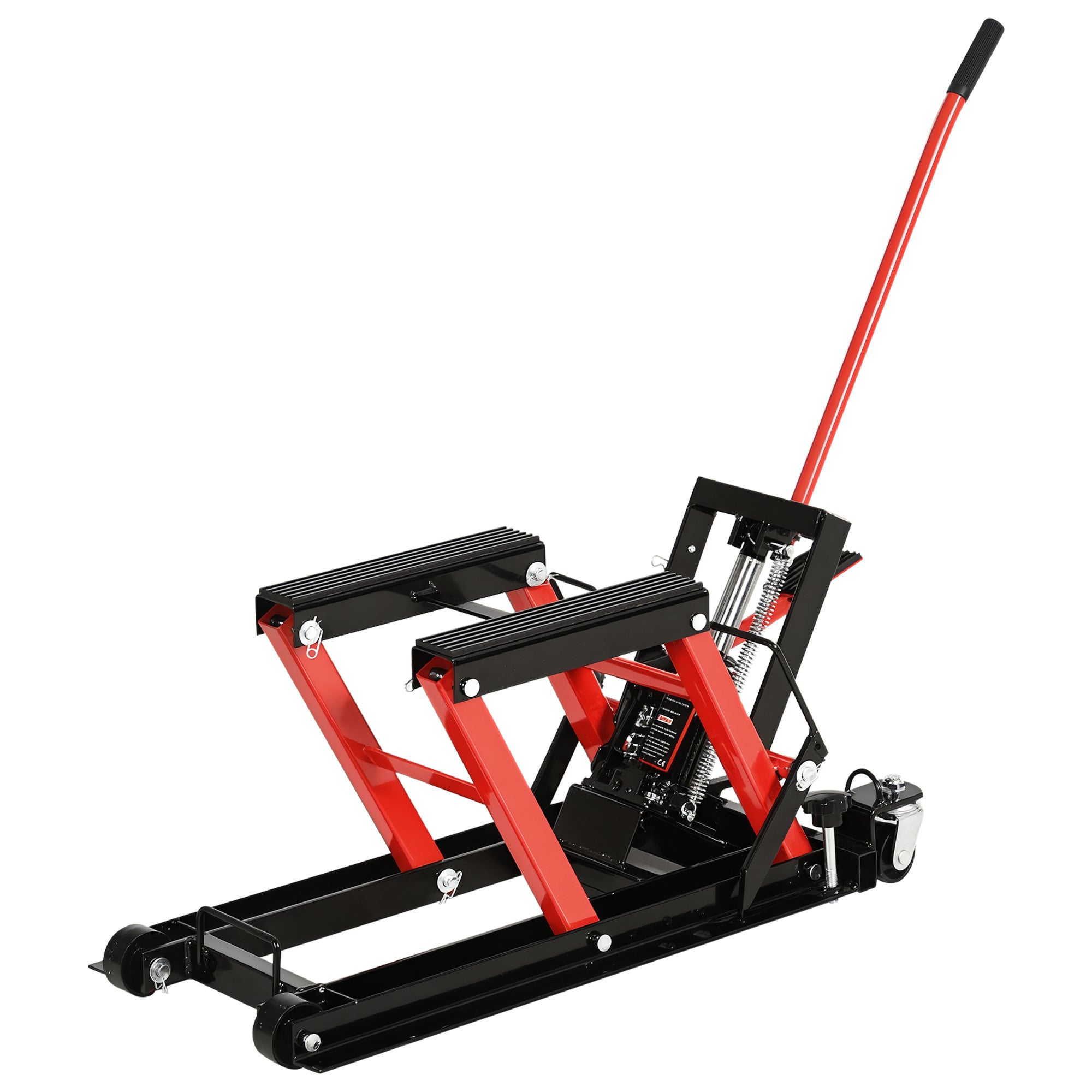 Motorcycle Hydraulic Jack Stand 680 kg ATV Lift for Garage Track Adjustable Height 24-36 cm with High Strength Non-Slip Pad Platform 110x36x67 cm Black and Red