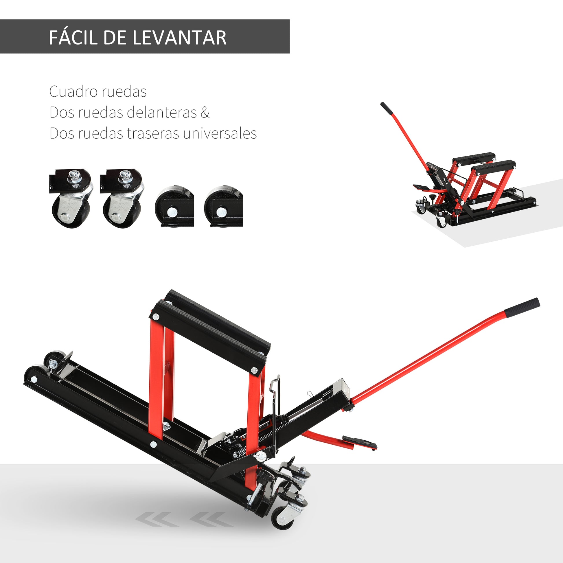 Motorcycle Hydraulic Jack Stand 680 kg ATV Lift for Garage Track Adjustable Height 24-36 cm with High Strength Non-Slip Pad Platform 110x36x67 cm Black and Red