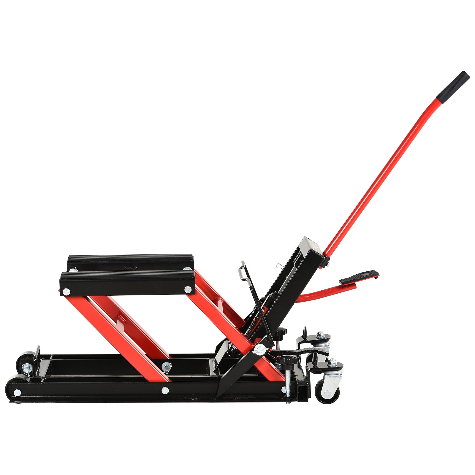 Motorcycle Hydraulic Jack Stand 680 kg ATV Lift for Garage Track Adjustable Height 24-36 cm with High Strength Non-Slip Pad Platform 110x36x67 cm Black and Red