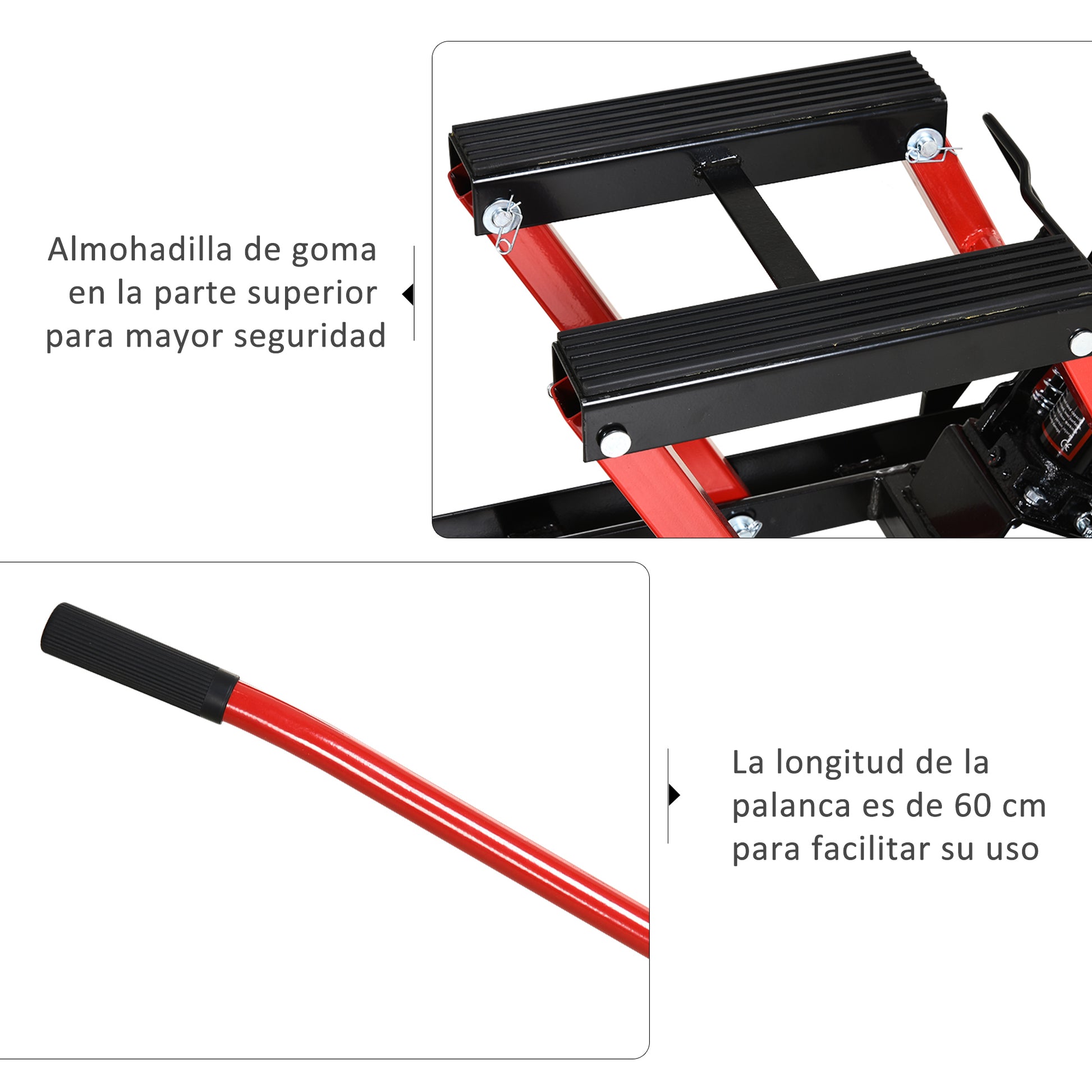 Motorcycle Hydraulic Jack Stand 680 kg ATV Lift for Garage Track Adjustable Height 24-36 cm with High Strength Non-Slip Pad Platform 110x36x67 cm Black and Red