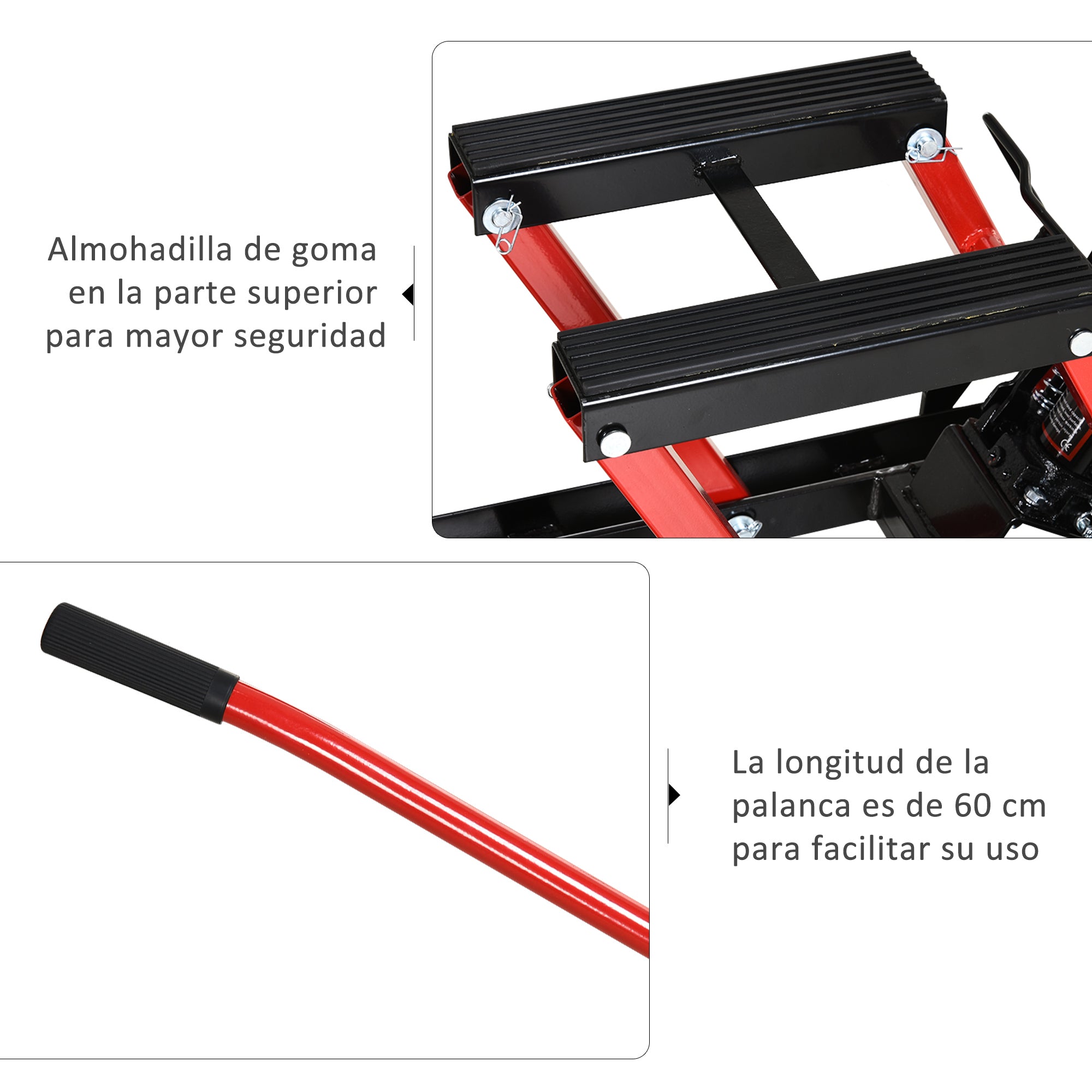 Motorcycle Hydraulic Jack Stand 680 kg ATV Lift for Garage Track Adjustable Height 24-36 cm with High Strength Non-Slip Pad Platform 110x36x67 cm Black and Red