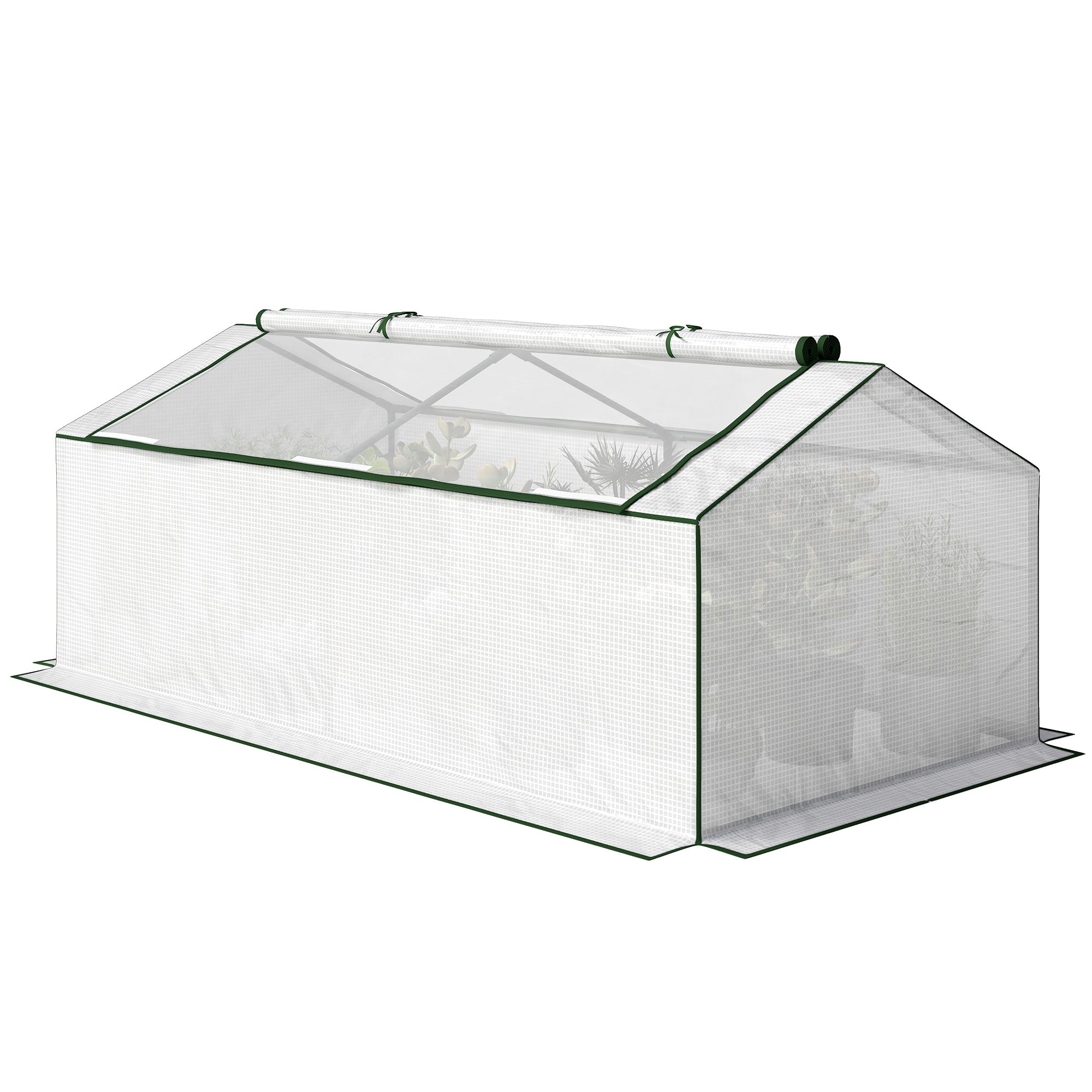 Greenhouse with PE Mesh Window — Winterproof Film Greenhouse for Balcony & Garden, Tomato House, 71" x 35.4" x 27.6" (180 x 90 x 70 cm), White