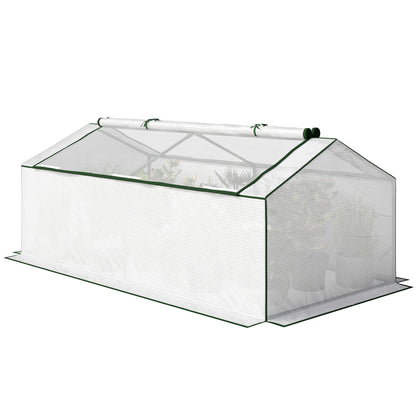 Greenhouse with PE Mesh Window — Winterproof Film Greenhouse for Balcony & Garden, Tomato House, 71" x 35.4" x 27.6" (180 x 90 x 70 cm), White
