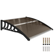 Lean-To Canopy Awning for Front Door 103 x 96.5 x 27 cm Canopy with UV Protection, Rain Protection Sun Protection for Outdoor Use Aluminum Brown