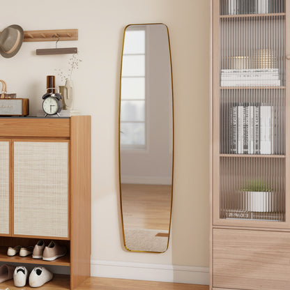 Wall Mirror 63 x 15.7 in (160 x 40 cm) Metal Frame — Decorative Full-Length Hanging Mirror for Hallway, Bedroom & Living Room, Gold