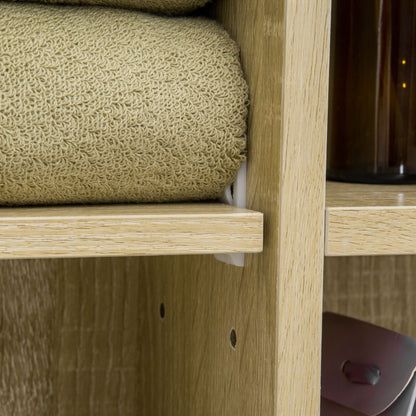 Bathroom Cabinet with Mirror Wall Cabinet with 1 Door Adjustable Shelf Towel Holder and Compartment Hanging Bathroom Furniture for Living Room 60x15x70 cm Oak