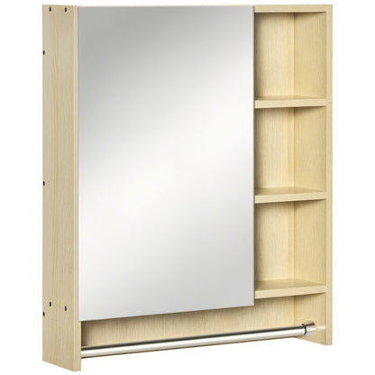 Bathroom Cabinet with Mirror Wall Cabinet with 1 Door Adjustable Shelf Towel Holder and Compartment Hanging Bathroom Furniture for Living Room 60x15x70 cm Oak
