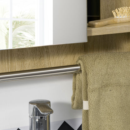 Bathroom Cabinet with Mirror Wall Cabinet with 1 Door Adjustable Shelf Towel Holder and Compartment Hanging Bathroom Furniture for Living Room 60x15x70 cm Oak