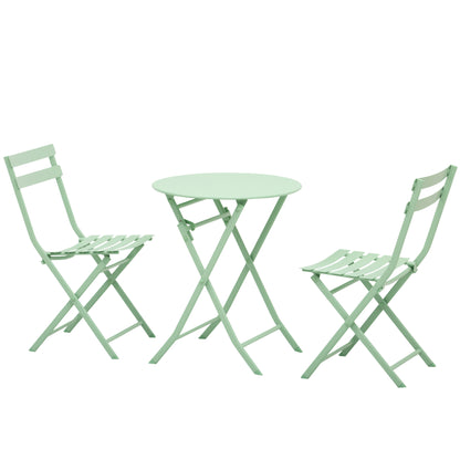 3-piece Garden Set Balcony Furniture Set Bistro Table with 2 Chairs for Yard Garden Foldable Green