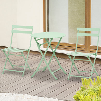 3-piece Garden Set Balcony Furniture Set Bistro Table with 2 Chairs for Yard Garden Foldable Green