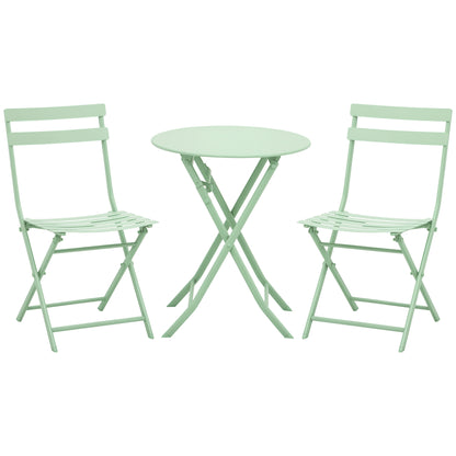 3-piece Garden Set Balcony Furniture Set Bistro Table with 2 Chairs for Yard Garden Foldable Green