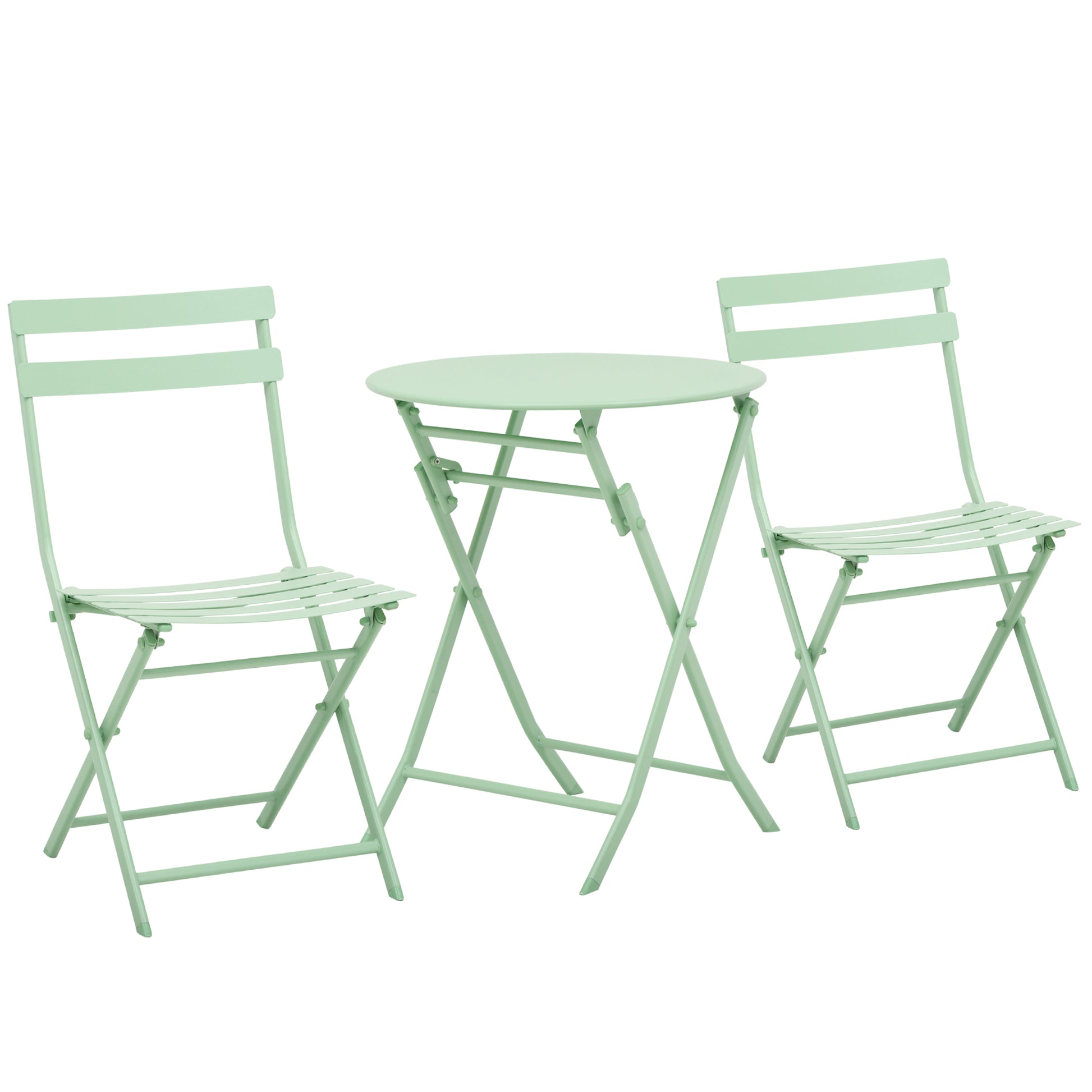 3-piece Garden Set Balcony Furniture Set Bistro Table with 2 Chairs for Yard Garden Foldable Green