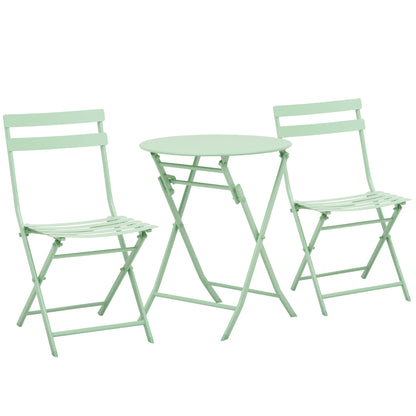 3-piece Garden Set Balcony Furniture Set Bistro Table with 2 Chairs for Yard Garden Foldable Green