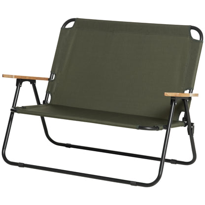 Folding Chair 2-Seater Foldable Camping Chair with Armrests Drink Holder Outdoor Folding Chair up to 160 kg Capacity Robust Fishing Chair Garden Chair for Garden Camping Beach