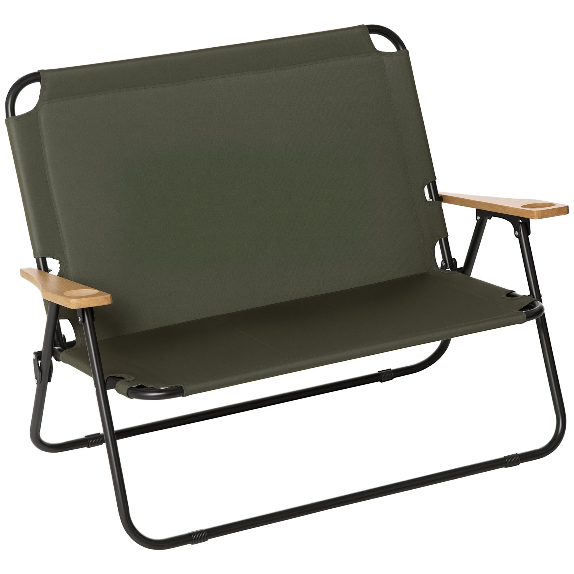 Folding Chair 2-Seater Foldable Camping Chair with Armrests Drink Holder Outdoor Folding Chair up to 160 kg Capacity Robust Fishing Chair Garden Chair for Garden Camping Beach