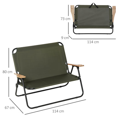 Folding Chair 2-Seater Foldable Camping Chair with Armrests Drink Holder Outdoor Folding Chair up to 160 kg Capacity Robust Fishing Chair Garden Chair for Garden Camping Beach