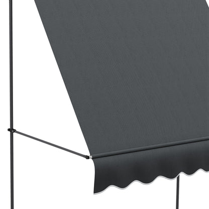 Retractable Manual Awning 2x1.2m Exterior Terrace Awning Height Adjustable with Crank 210-300cm No Drill UV30+ Protection for Balcony Garden Dark Grey