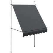 Retractable Manual Awning 2x1.2m Exterior Terrace Awning Height Adjustable with Crank 210-300cm No Drill UV30+ Protection for Balcony Garden Dark Grey