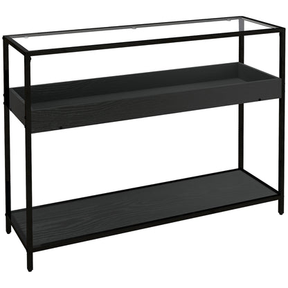 Console Table, Entryway Table with 2 Shelves, Tempered Glass Top, 100 x 30 x 78 cm, Side Table, Sofa Table, for Hallway, Small Space, Entryway, Living Room, Black