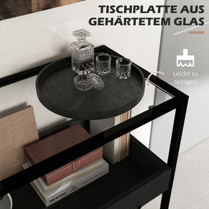 Console Table, Entryway Table with 2 Shelves, Tempered Glass Top, 100 x 30 x 78 cm, Side Table, Sofa Table, for Hallway, Small Space, Entryway, Living Room, Black