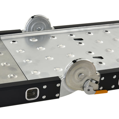 Multi-Purpose Folding Ladder Step Trestle 5 in 1 Portable with 2 Platform Plates Non-Slip Foot Aluminum Hinges 150 kg 370x61x11 cm Black